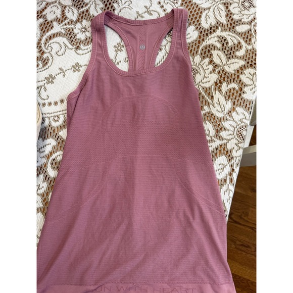 Lululemon Tops - Lululemon Swiftly Tech Racerback Tank Top 2.0 Pink Mauve Run With Heart Womens